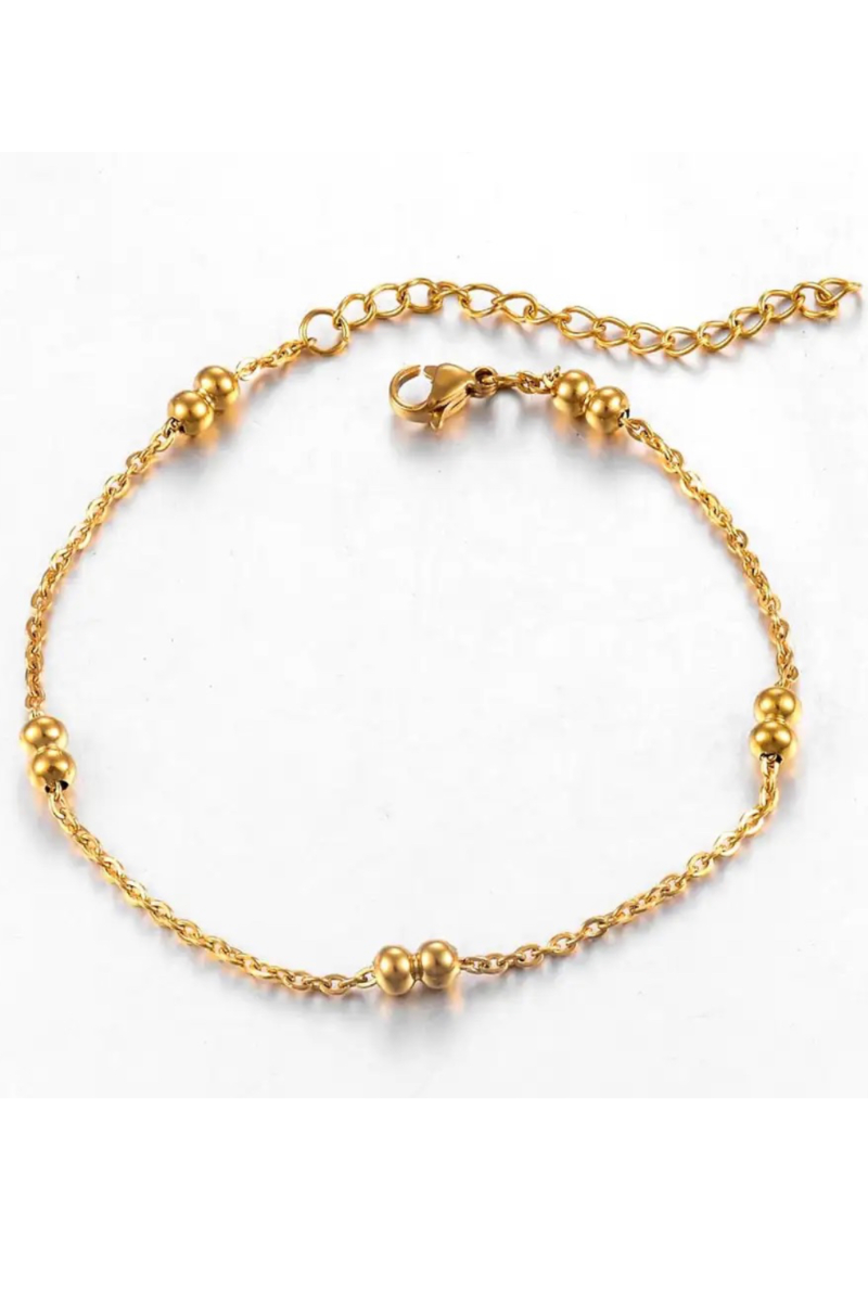 Beaded Dainty Anklet: Gold