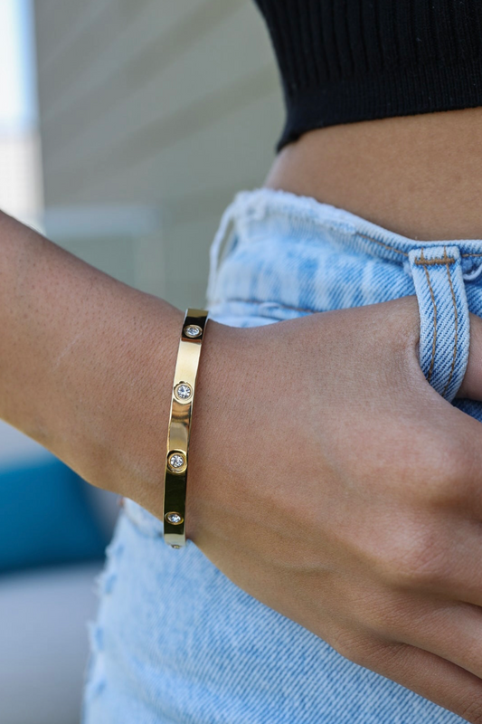 Stone Bangle - Gold