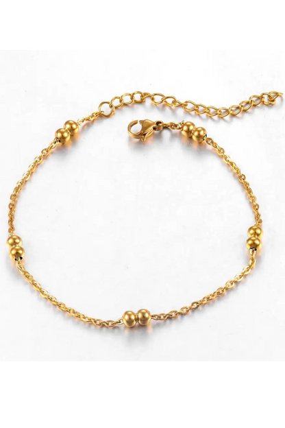 Beaded Dainty Anklet: Gold