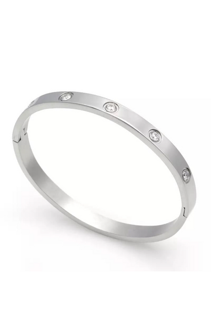 Stone Bangle - Silver 6mm