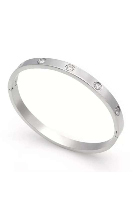 Stone Bangle - Silver 6mm