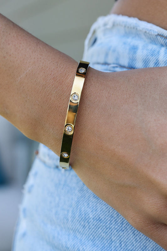 Stone Bangle - Gold